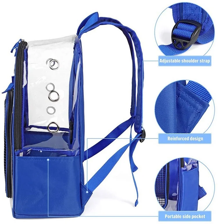 Custom Fashion Multifunctional Transparent PVC Pet Travel Carrier Backpack
