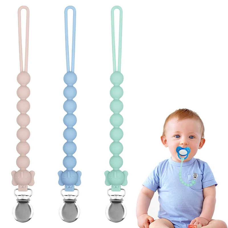 

Wholesale BPA Free Silicone Beads Pacifier Chain Clip Baby Teething Toy Silicon Pacifier Clip