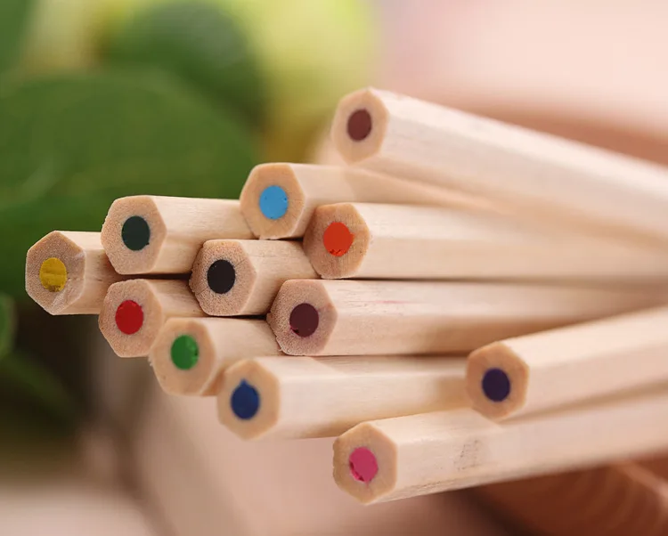 
Promotional Eco-Friendly Professional Natural Rainbow Short Wooden Coloured Pencil 12 Color Pencils Set With Box 