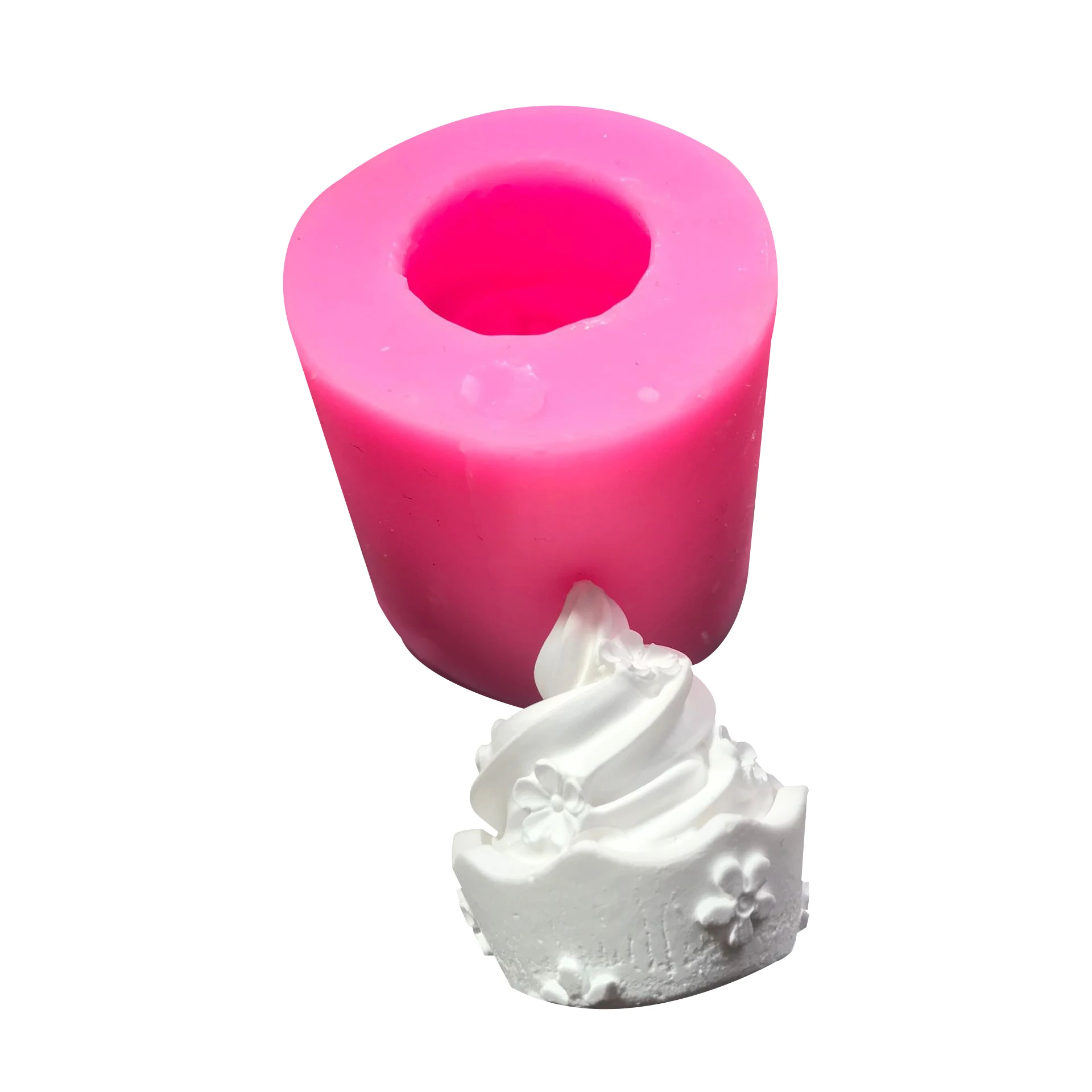 

3D Silicone ice cream mold candle resin mold DIY silicone candle holder mold, Pink
