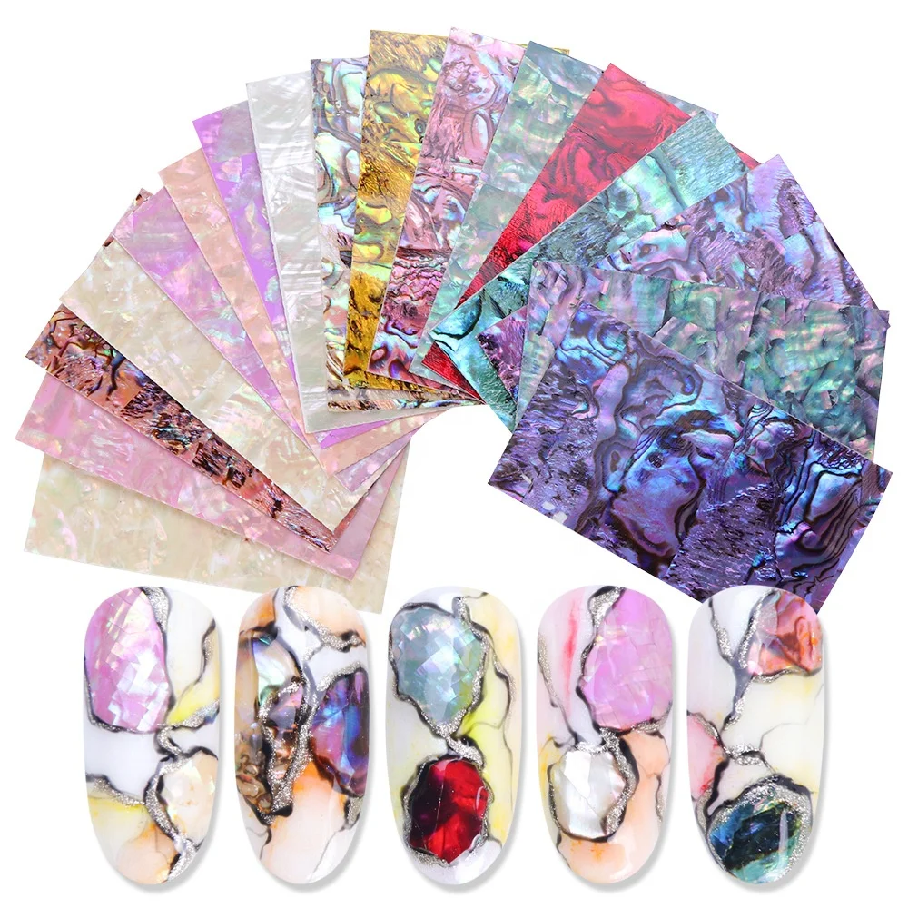 

1pc Nail Sticker Sets 3D Gradient Marble Slider DIY Summer Abalone Shell Glitter Flake Nail Decor Decals