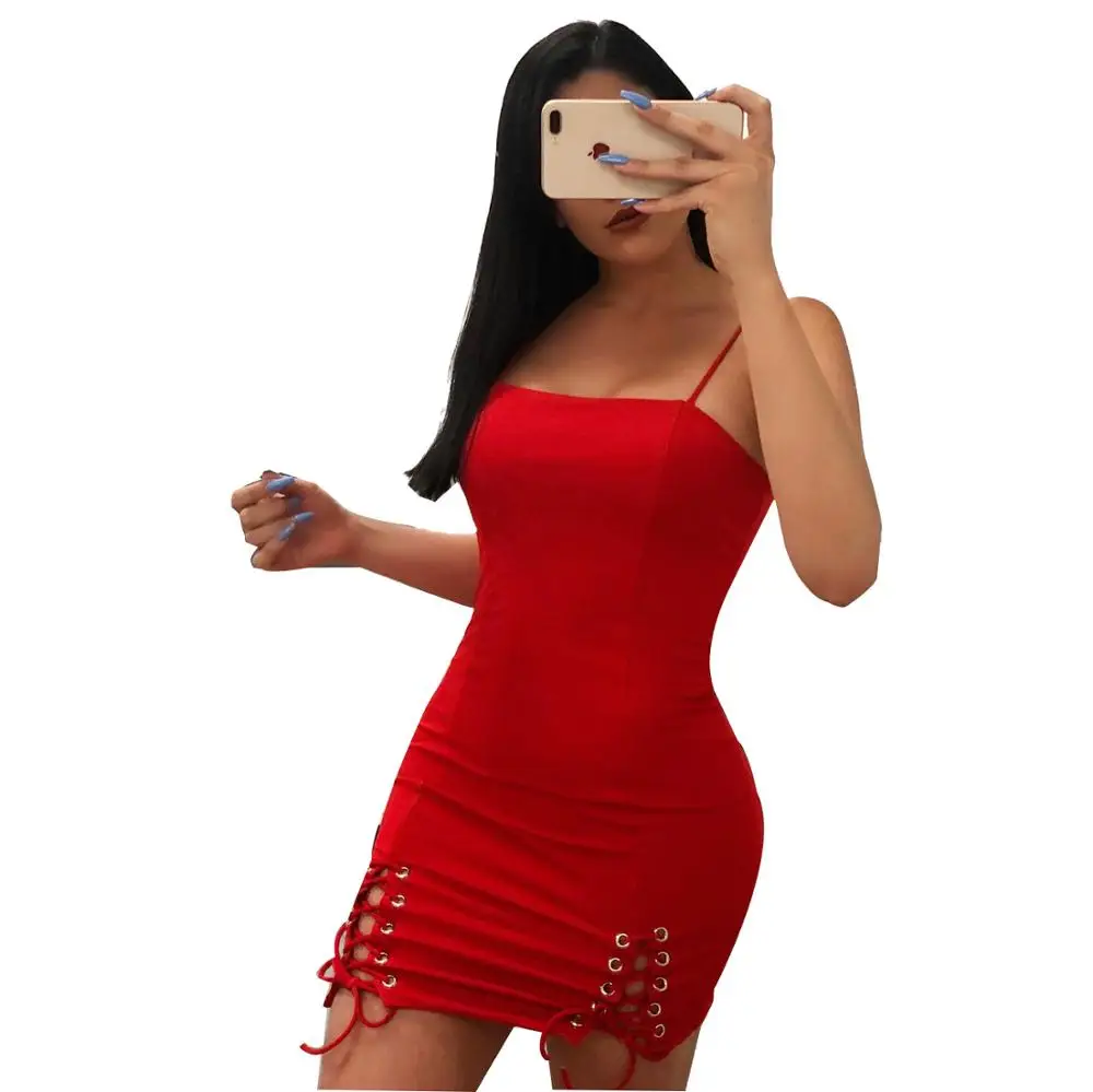 

81203-MX40 sexy 3 colors bandage short dress spaghetti strap for ladies