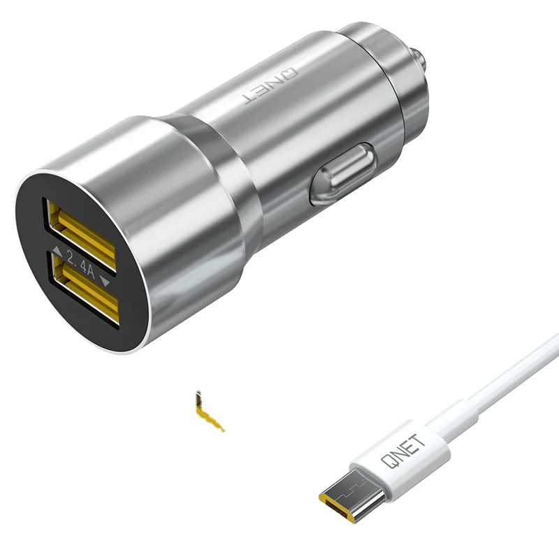 

universal Set dual USB12W fast charging portable battery travel car charger adapter with data cable