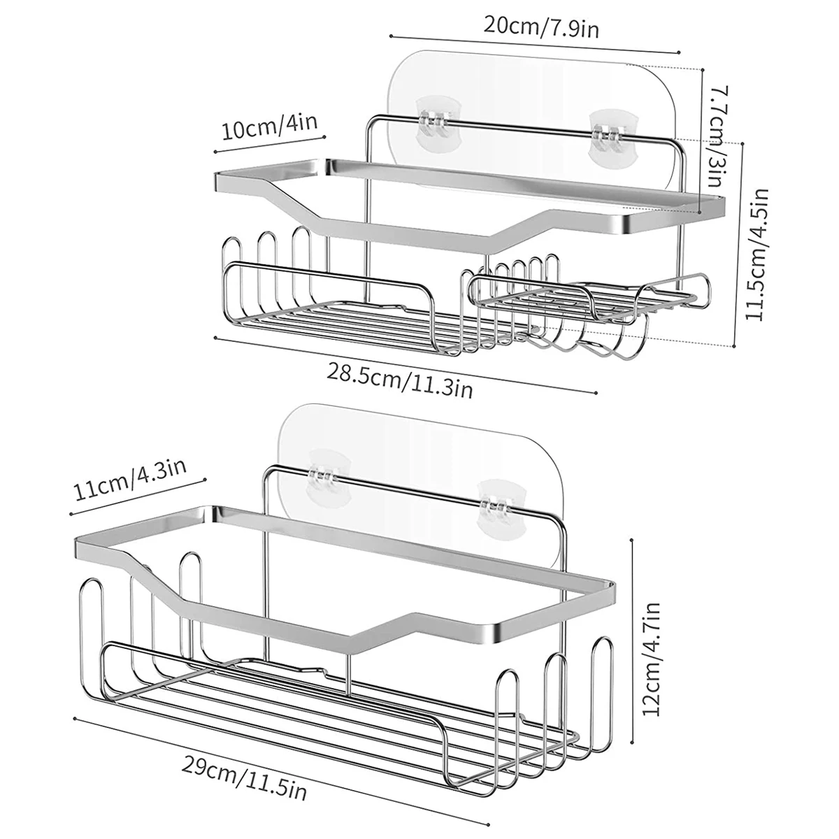 

ORR140 Shower Caddy with 11 Hooks Bathroom Storage & Organisation with Razor Holder Soap Dish, Silver