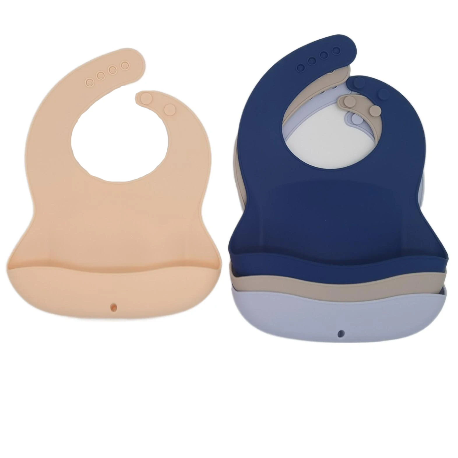 

Hot Sale Weaning Display Folding Silicone Baby Bib, Grey,dark blue,orange,purple