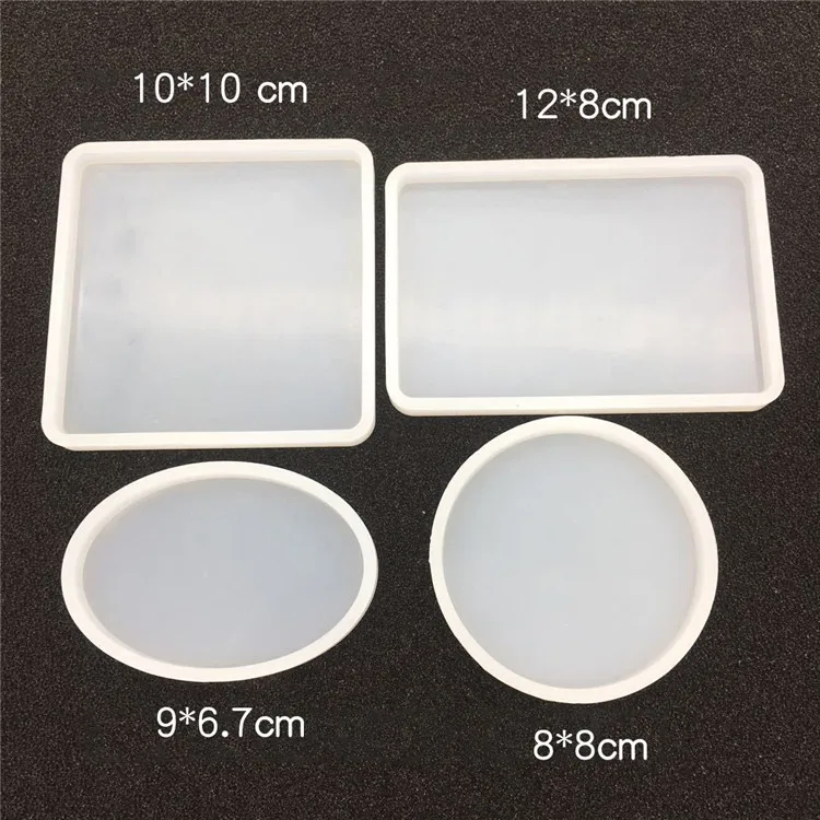 

Epoxy Square resin mould round oval shape silicone coaster mold for DIY, White