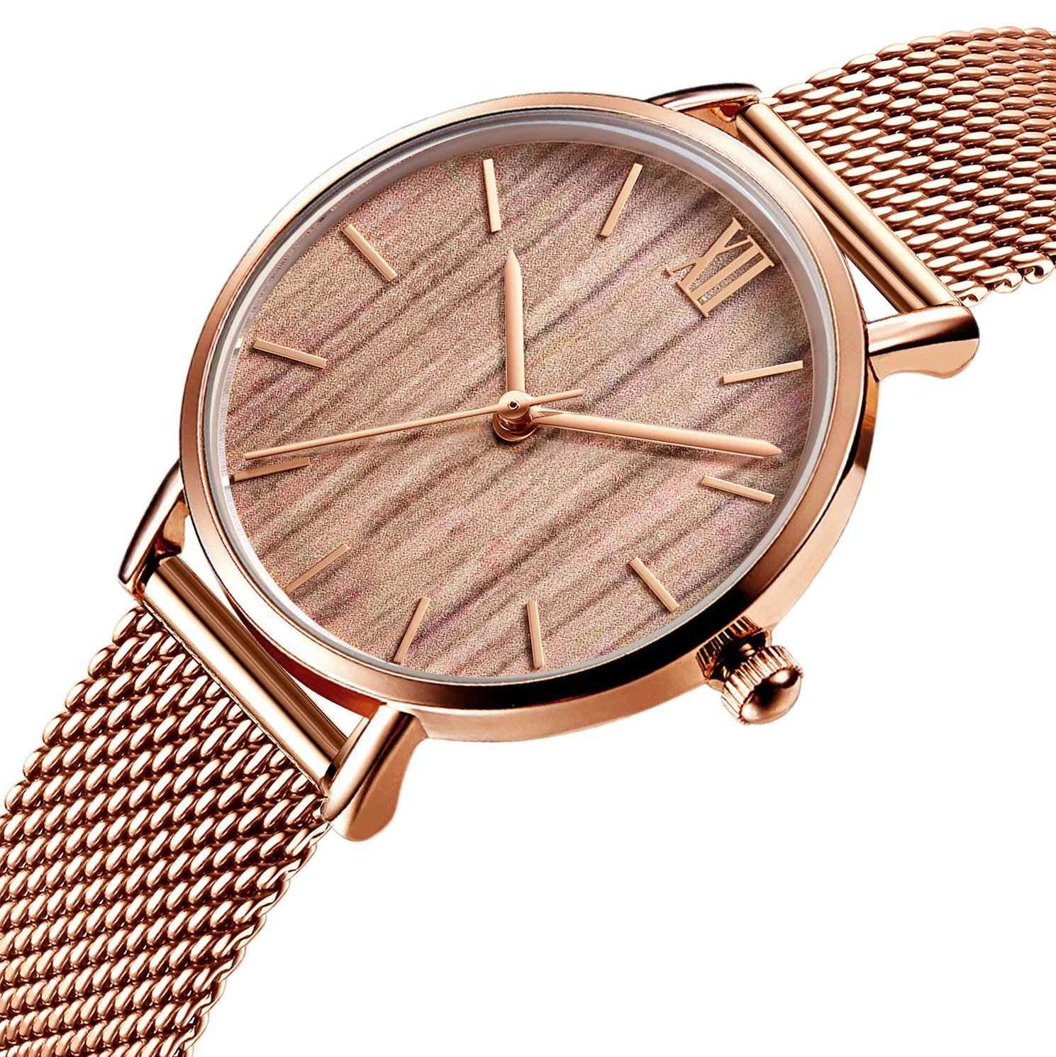 

Your Own Brand Rose Gold Watch Women Mesh Band Wristwatches Water Resistant Custom Made Watches, 3 colors