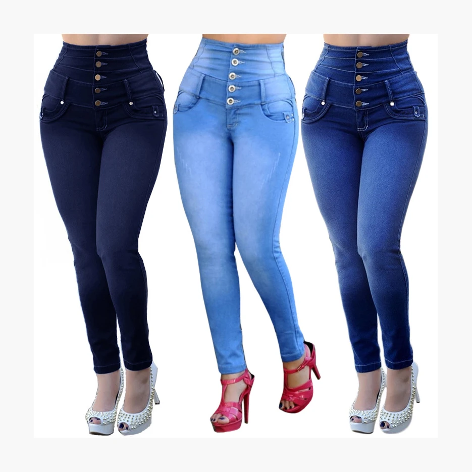 

Fvshion Custom Women 3XL Skinny High Waisted Blue Denim Pantalon Pencil Jeans Broek Stretch Pants Woman Pants Calca Feminina