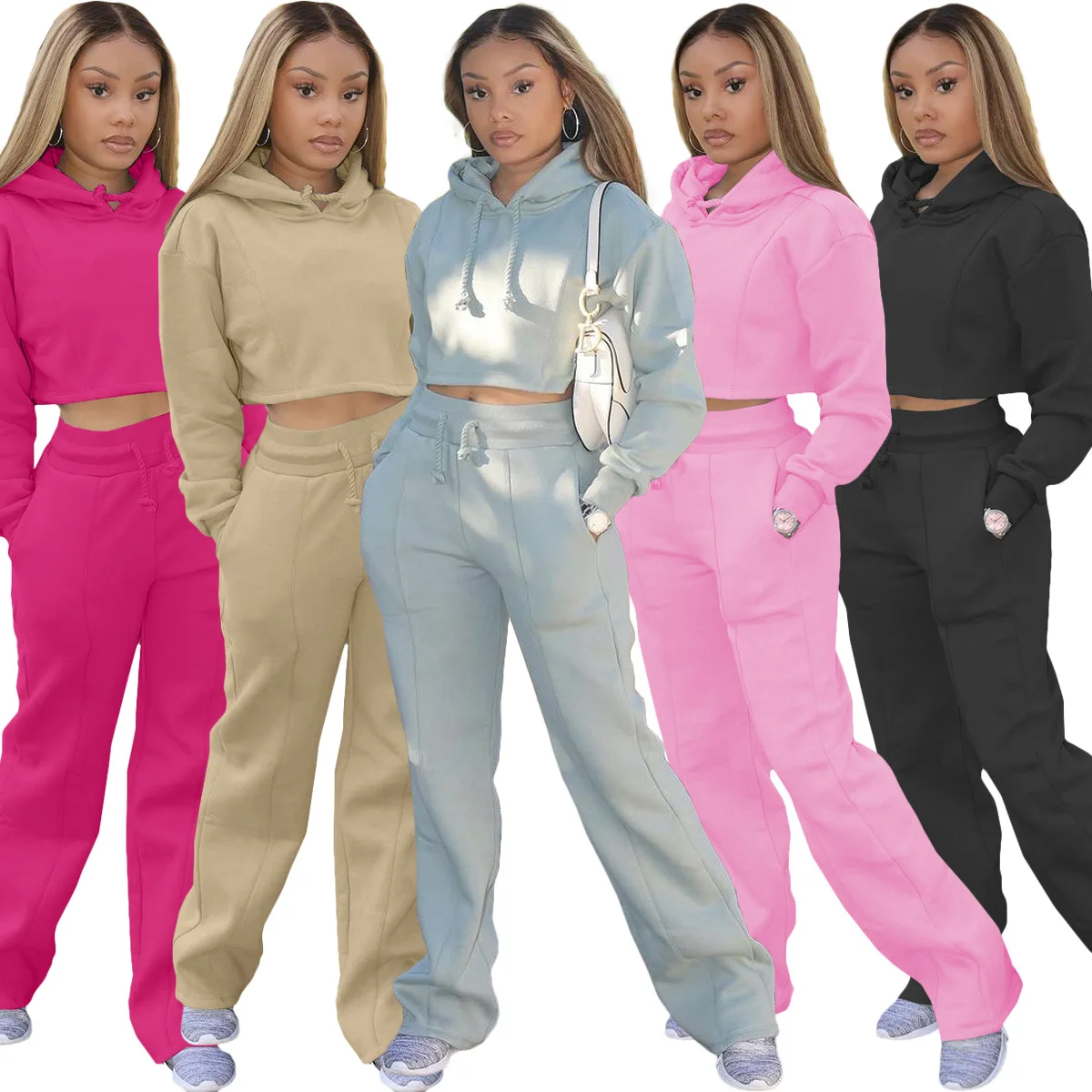 

Custom Logo Two Piece Pants Set Women Fall Sweatshirt Hoodie Set Tracksuit Women Jogging Sweat Suit Plain Women Tracksuit Set, Picture