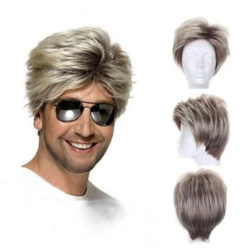 

Jh Men's Classic Hot Explosive Fashion Wigs Short Gold High Quality Wigs