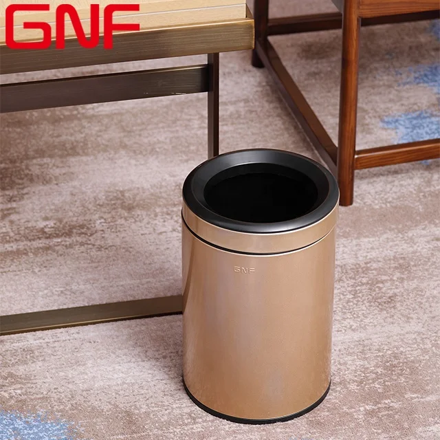 

GNF 8L open top household trash can bedroom stainless steel dustbin