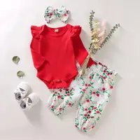 

2PCS Newborn Baby Girls Tops Romper Floral Pants Outfits Set Clothes