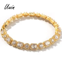 

New Iced Out Diamond CZ Baguette Bracelet Design for Men Women Luxury 18K Gold Rhodium Plating Jewelries