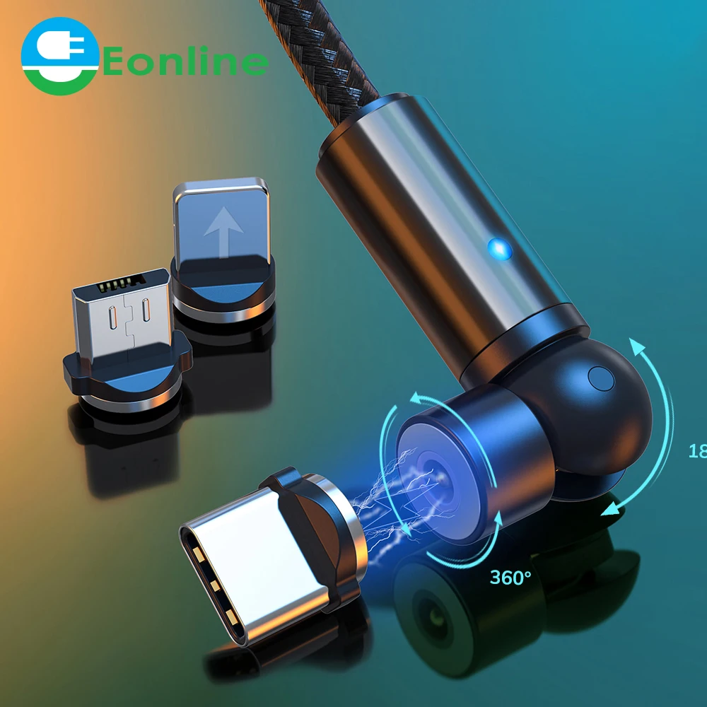 

Eonline 540 Rotate magnetic Charger usb cable Type C Micro USB C 8 Pin Charging for 8-pin android magnetic Cable Charge Cord, Black, blue , , red