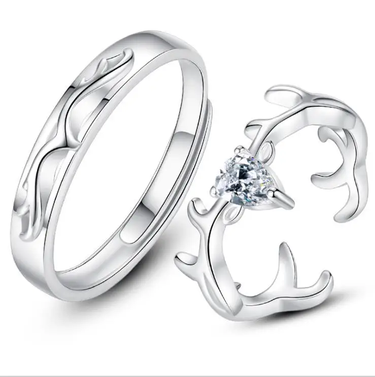 

One Deer Love You Couple Ring Copper Silver Birthday Gift Simple Fashion Rings Men Women