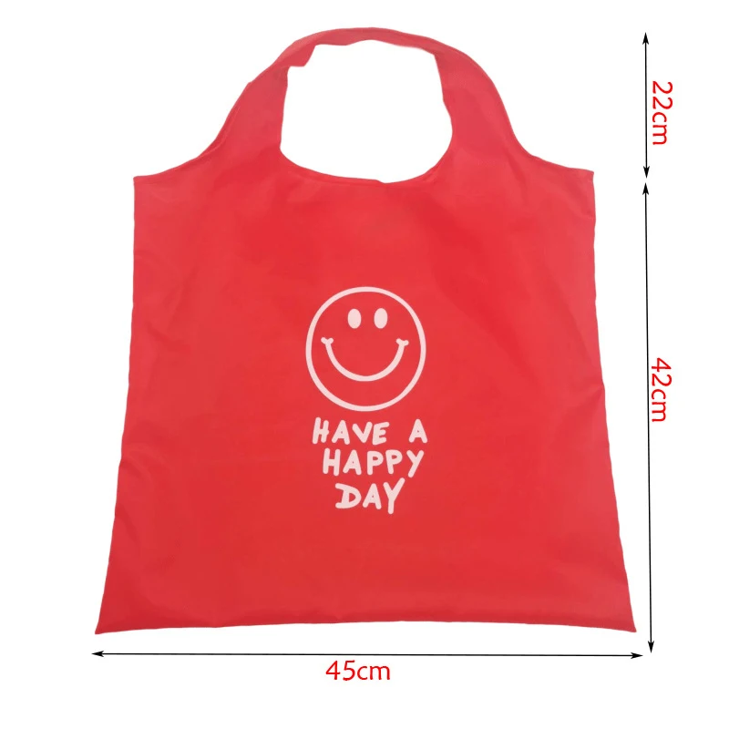 Innovative Reusable Waterproof Red Polyester Grocery Tote Bags Foldable Carry Bags for Shopping