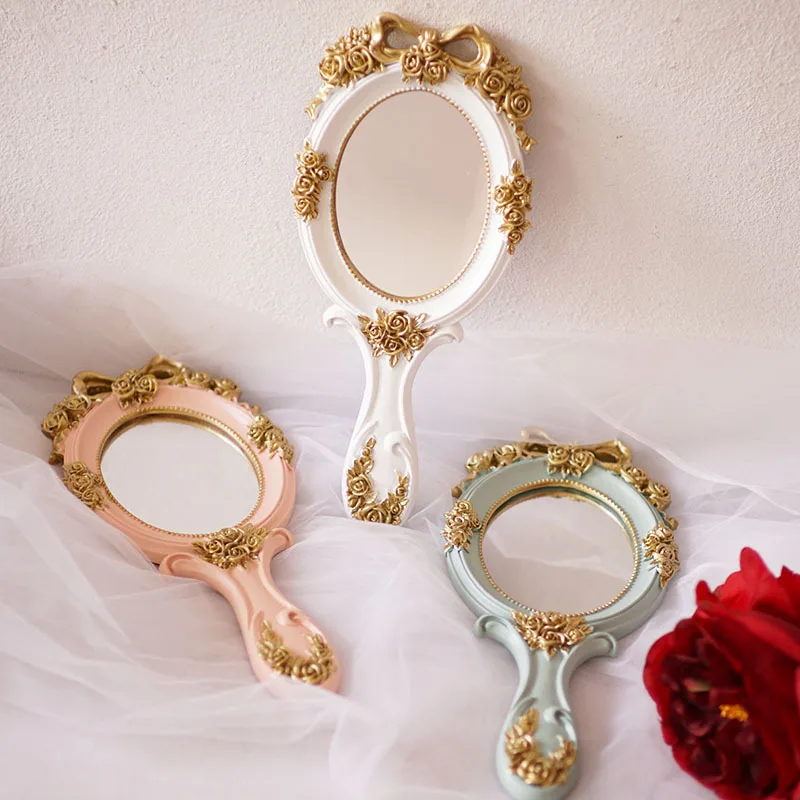 

Beauty makeup handheld makeup mirror customized logo beauty salon handle mirror, Customized color