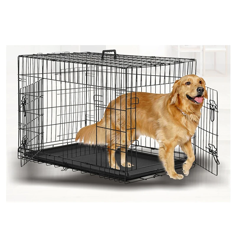 

High Quality Indoor Stainless Steel Iron 48" Foldable Stackable Portable Small Dog Metal Kennel Dog Cage