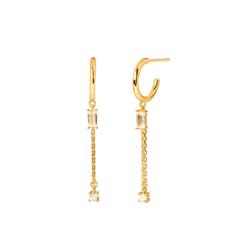 

ROXI 2021 INS Cubic Zircon Long Chain Tassel Pendant Hoop Danling Earrings For Women