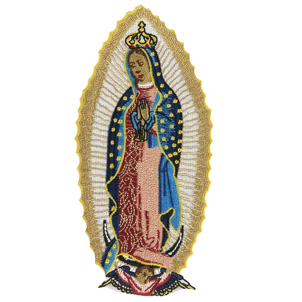 

Custom Applique Embroidery Virgin Mary Embroidered Patches Iron On