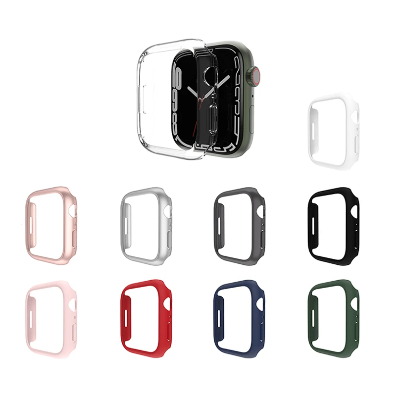 

BOORUI hard protective cover 45mm pc case for apple watch 7 case 41mm waterproof covers, 10 colors