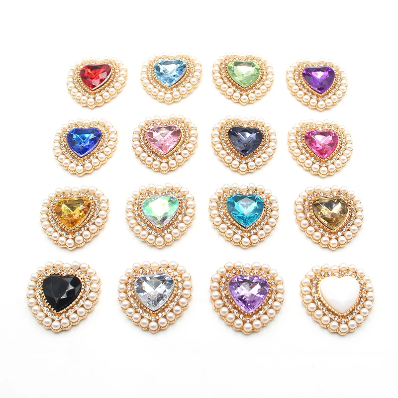 

Rhinestone Heart Resin Sewing Snap Buttons For Clothing Rhinestone for Needlework D I Y Accessories Decorative