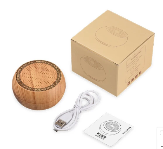 Retro style imitate wood grain portable mini wireless bluetooth speaker with led light - ANKUX.COM