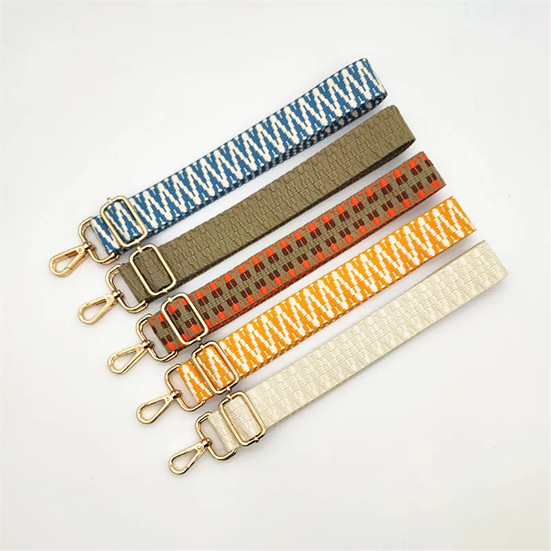 

Weave Striped 3.8 cm Colorful Wide Rhombus Printing Adjustable Replacement Belt Guitar Style Cross Body Handbag Purse Straps, Weave striped colorful colors