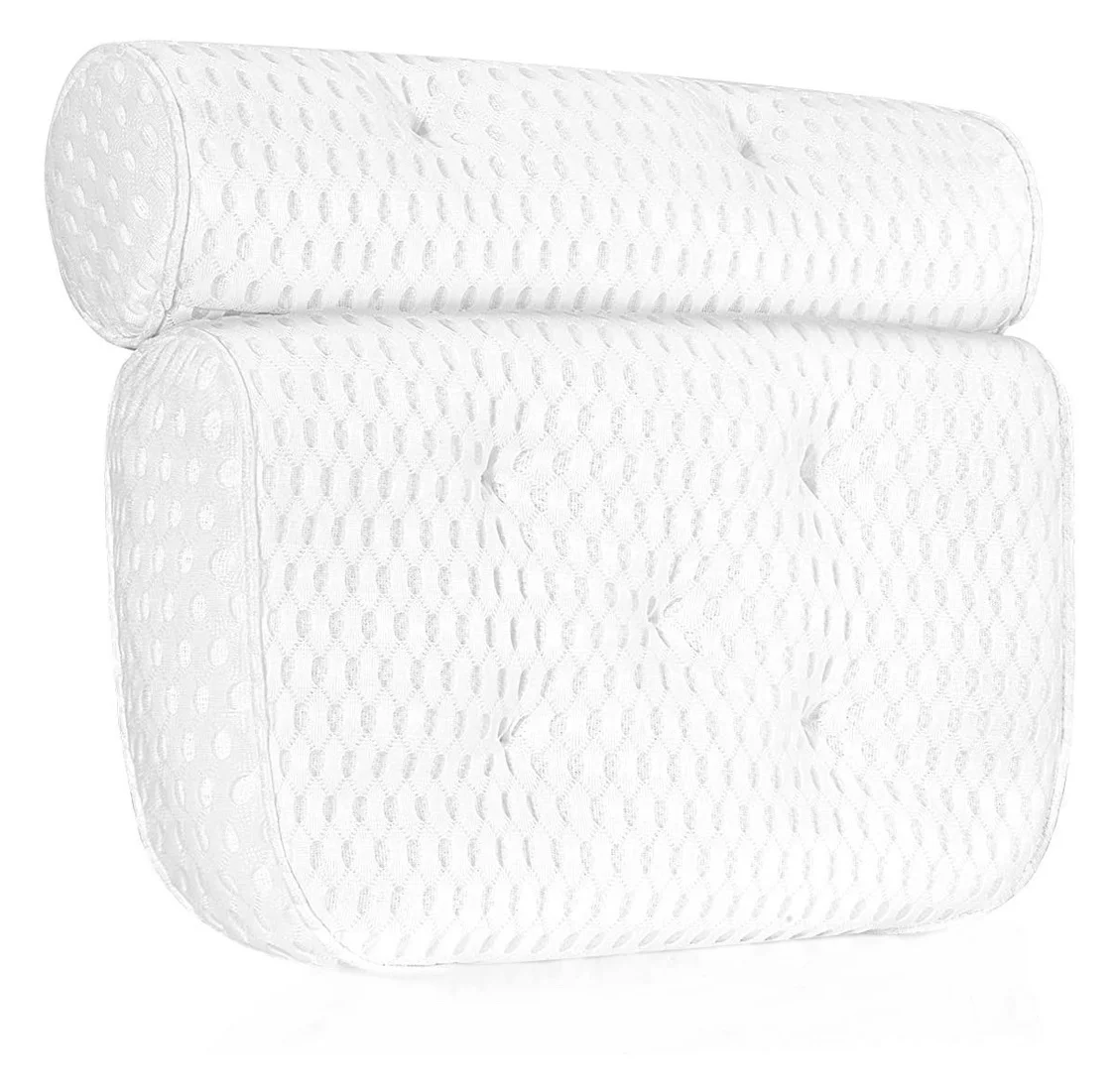 

4D air mesh Full Body Waterproof spa bathtub pillow with suction cups, White