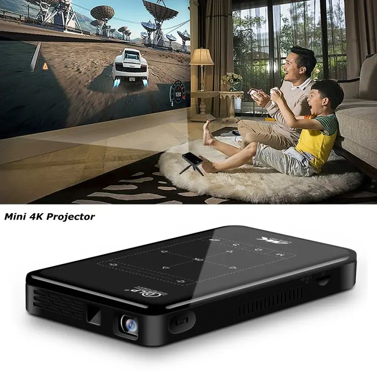 

Dropshipping Portable P09 Ultra HD DLP 2GB 16GB WIFI Android 6.0 led 4k Mini Smart Projector with Infrared Remote Control Tripod