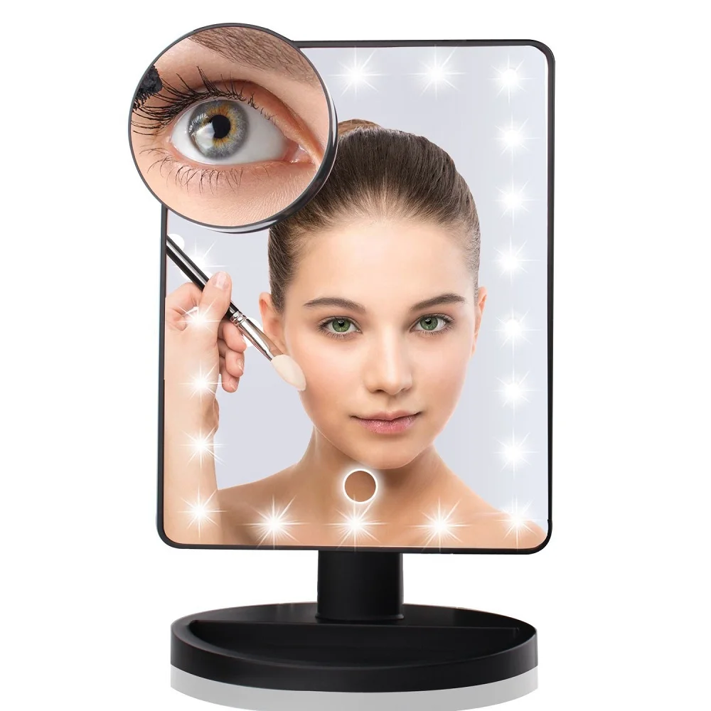 

Bright Adjustable USB or Batteries 16/ 22 LED Lights Touch Screen Makeup Mirror Light 1X 10X