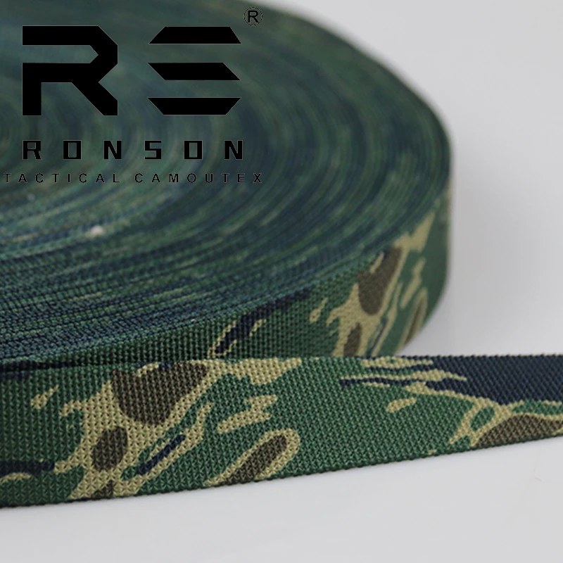 

Camouflage webbing tactical 25mm Tiger Strip Camo Webbing tactical NylonTape for Bag and Backpack