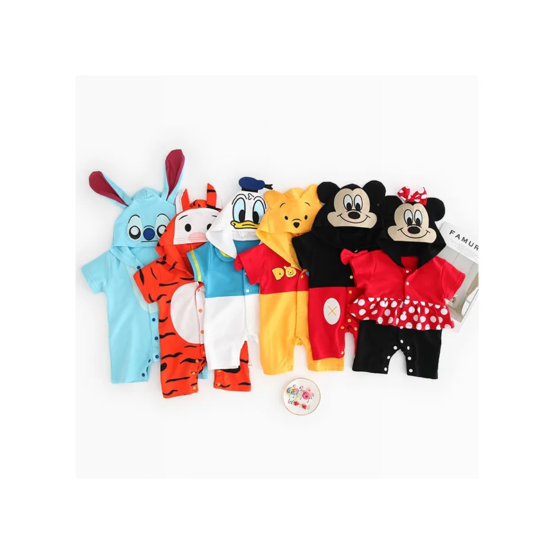 

Short sleeve cotton Unisex baby boy baby girls cartoon rompers Lovely Baby costume, Multi-color