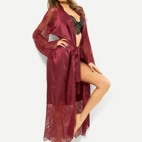 

TuKIIE Bulk American Sexy Lace Nightwear Silk XXXL Homewear Plus Size Sleepwear Bridesmaid Women Long Robes