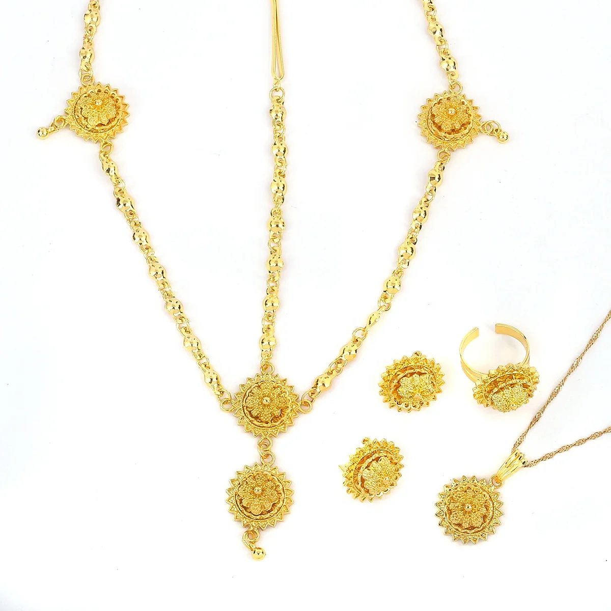 

24k Gold Color Ethiopian African Ethiopian Eritrean Habesha Women Trendy Jewelry Sets