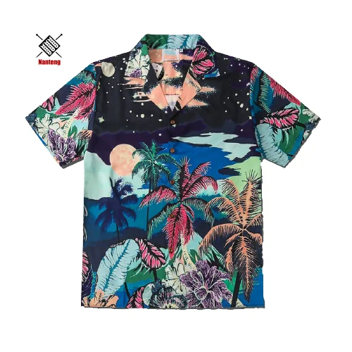 

Low MOQ Custom Digital Sublimation Printing Eco Friendly Short Sleeve Group Vintage Beach Summer Fashion Men's Shirts Hawaiian