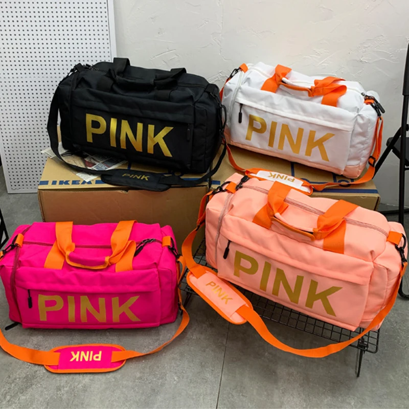 

Customize Designer Pink Large Capacity Iridescent Yoga Travel Bag Plain Black Overnight Duffel Dry Bag With Secret Compartment, Customized color