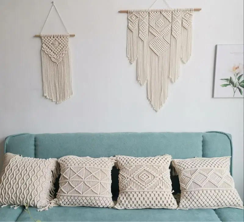 

Bohemian Style Tapestry Pillow Covers curtain sofa coverspillow cover Woven Tassel pillowcase, Natural color