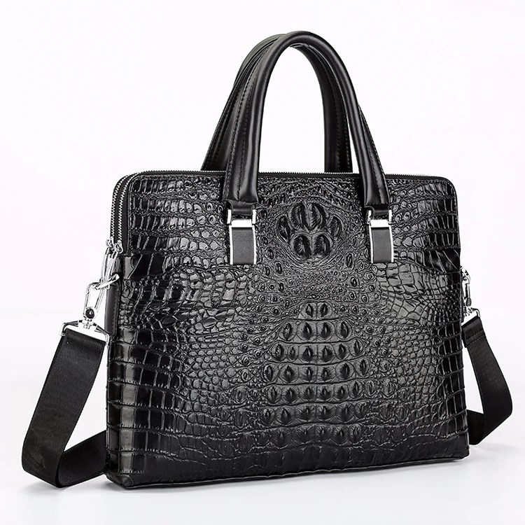 

Men's Business Bag Waterproof Briefcase Custom Luxury Crocodile Texture Imitation Leather Messenger Bag Men  BADENROO, Black/brown