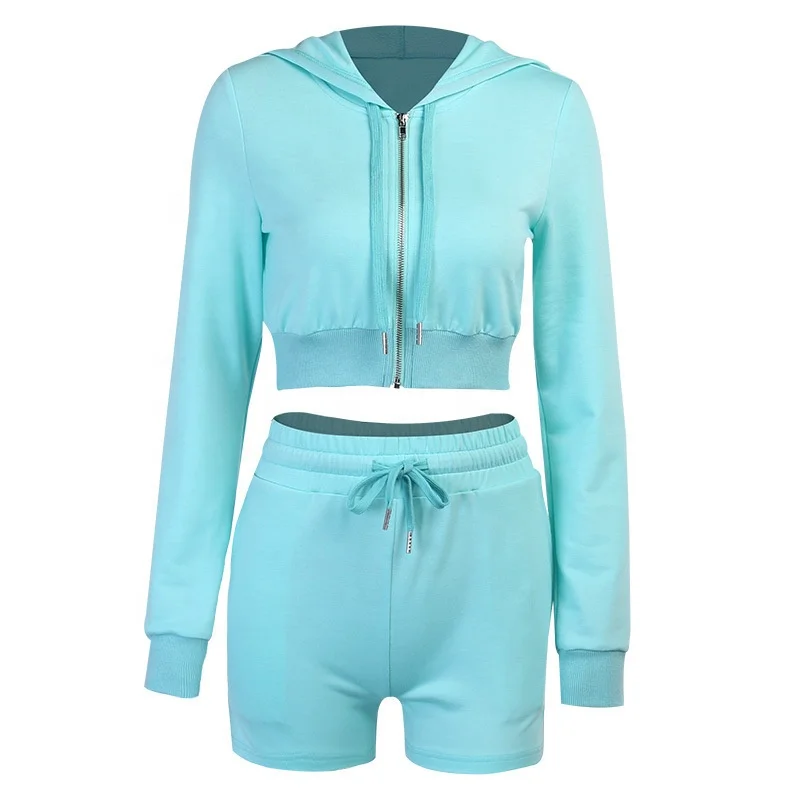 

B63995A Female autumn and winter fashion sexy sport zipper cardigan short pant suit, Yellow/black/green
