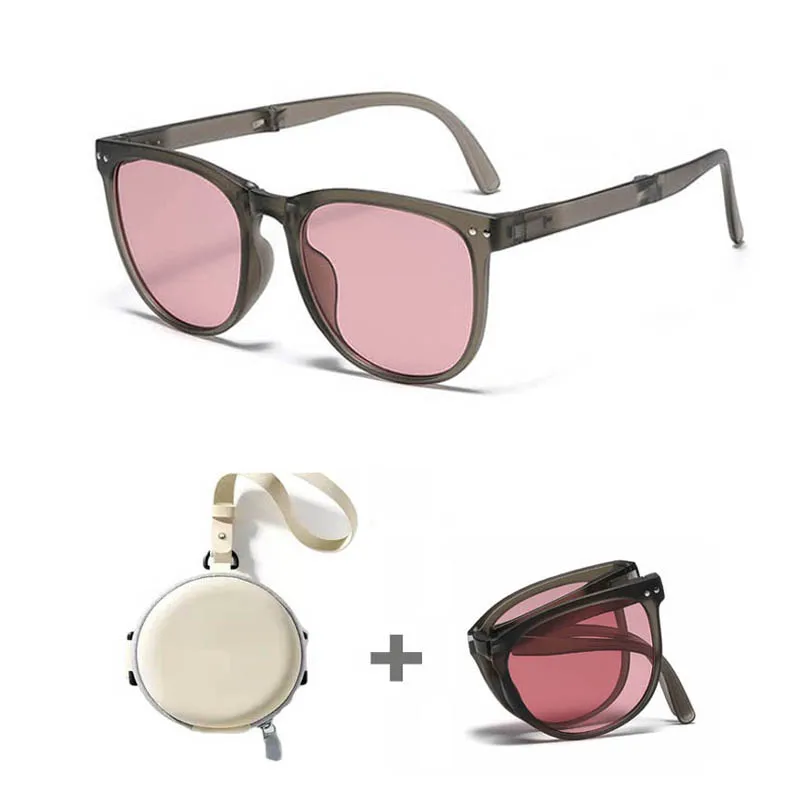 

2022 Superior Brand Designer Fashion Foldable Case UV 400 Sunglasses Promo Free Storage Bag Folding Sunglasses, Picture shows