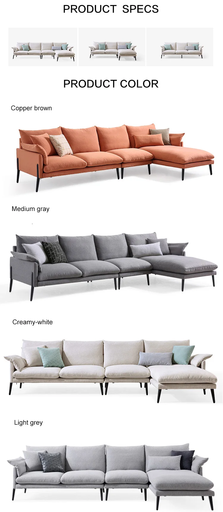 Nordic Modern Luxury French Linen Fabric Sectional Sofa Set Designs Living Room Furniture