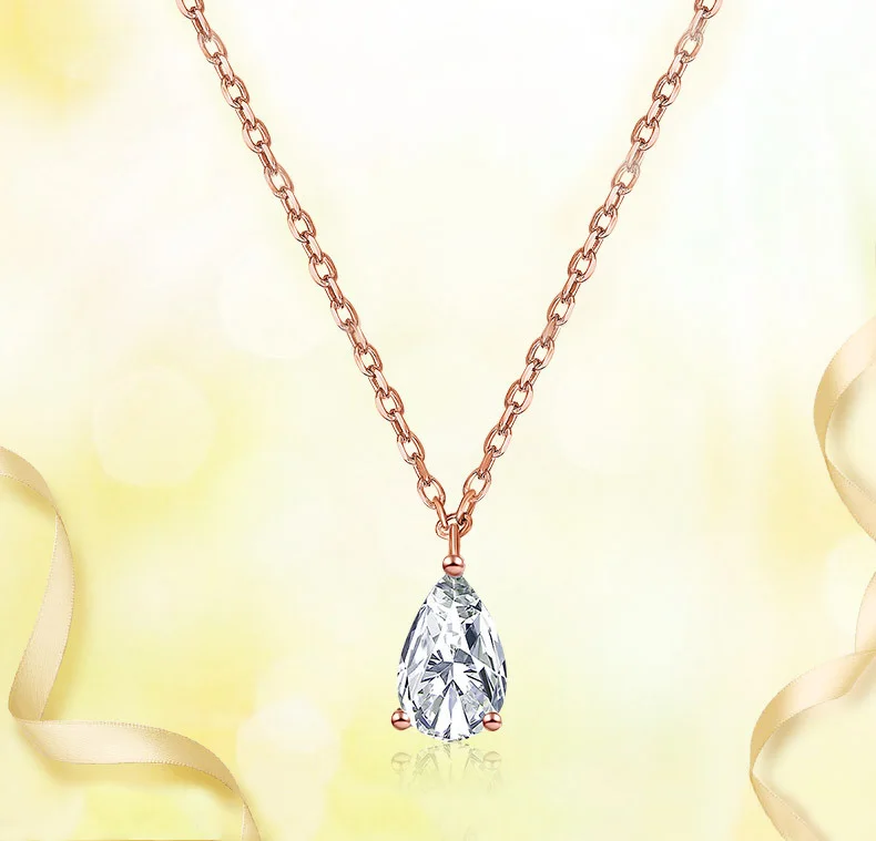 

Delicate Gemstone 925 Sterling Silver Cubic Zircon Jewelry Water Drop Necklace