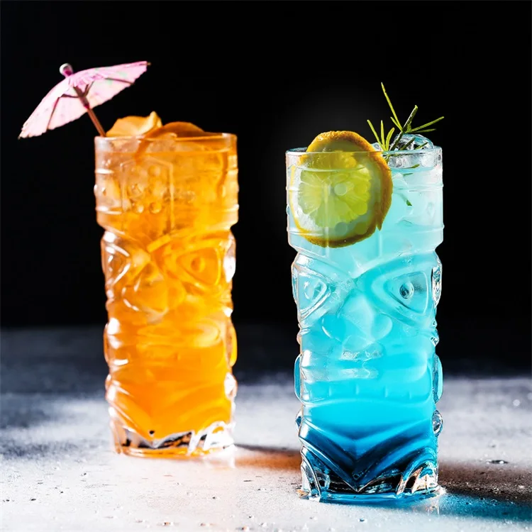 

Wholesale Customized Screaming Mixed Cocktails Glass handmade 15 oz tiki glasses juice cup, Transparent
