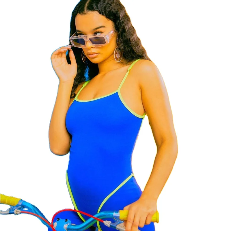 

Girls Tracksuit Bodycon Women Biker Short Sets Summer Yoga Wear Ladies One Piece Jumpsuit 2021, Customized colors