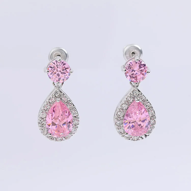

2020 New 925 Sterling Silver Needle Diamond Earring Multi-color Water Drop AAA Cubic Zircon Stud Earrings
