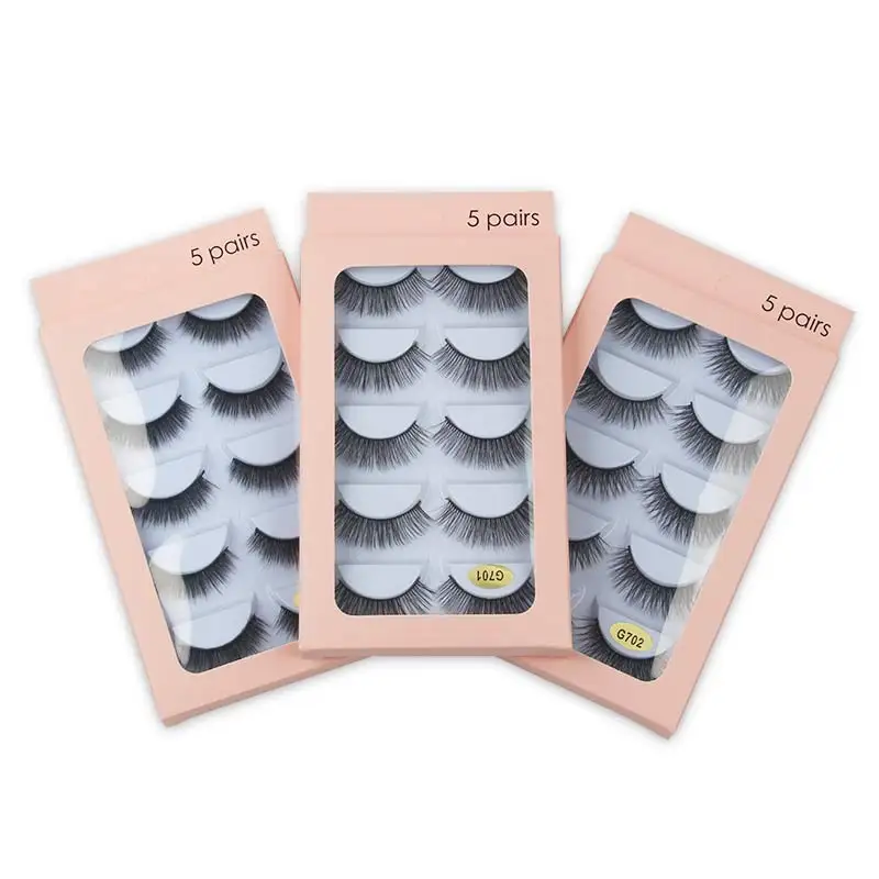 

Amazon Hot Sale Eyelash Set 5 pairs set popular faux mink eyelashes supplier hot selling eyelashes, Black