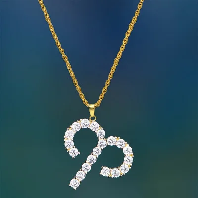 

2020 Shiny Crystal 12 Constellations Link Chain Necklace Adjustable Crystal Zodiac Pendant Clavicle Necklaces for Women
