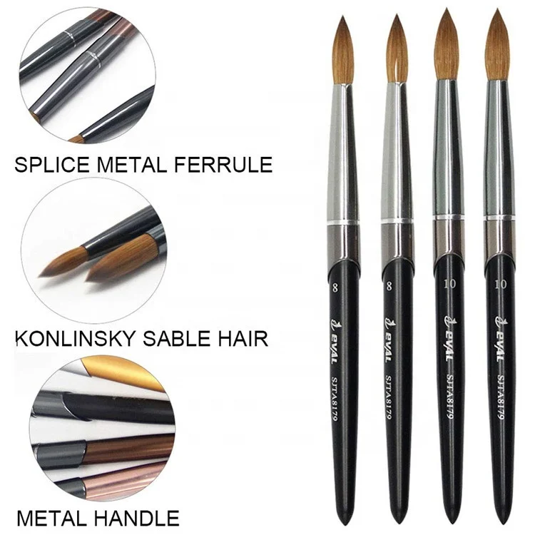 

Yihuale 100% Kolinsky Hair Rainbow Nail Gel Brush Metal Nail Art Tools Pen Acrylic Nail Brush