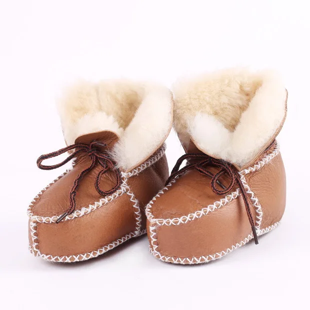 

Handmade Genuine Sheepskin Winter Warm Snow Shoes Sheep Leather Wool Booties for Newborn Toddler Babies, 5 colors